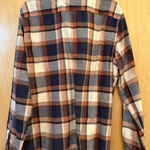 Men's Casual Plaid Button-Down Shirt - Navy & Brown